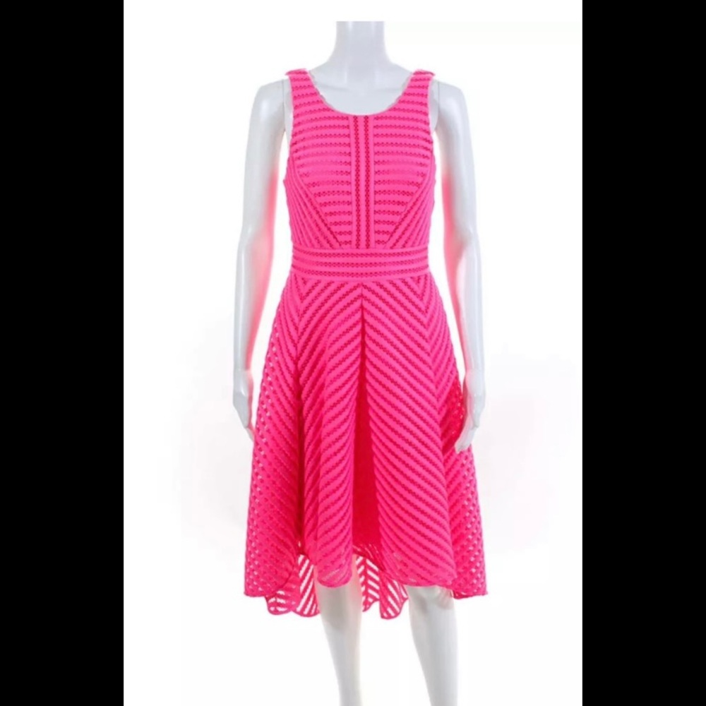 Lilly Pulitzer Womens Mesh Stripe Sleeveless A Line Dress Pink Size Small